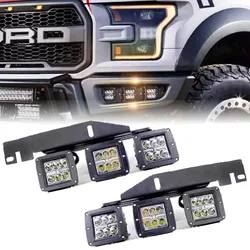 6pcs Front Bumper 18W LED Fog Lights With Mounting Brackets Set For Ford F150 SVT Raptor Truck 2017 2018 2019 2020
