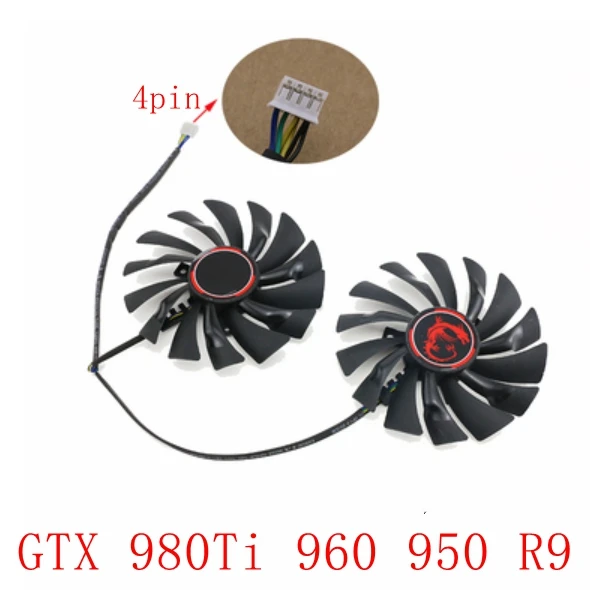PLD10010S12HH 2 teile/los 4pin für MSI GTX980TI GTX960 GTX950 R9 380 R9 390 R9 390X grafikkarte fan
