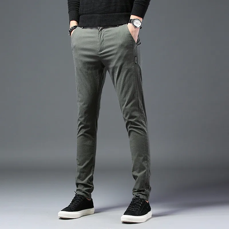 

MRMT 2024 Brand Men's Trousers Stretch Slim Casual Pants Youth Fashion Pants for Male Small Feet Long Trouser