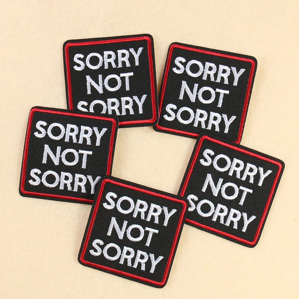 

5PCS Iron on Letters Sorry Patches Embroidery Applique for Clothing Punk Rock Style Personality Badge Clothes Stickers Wholesale