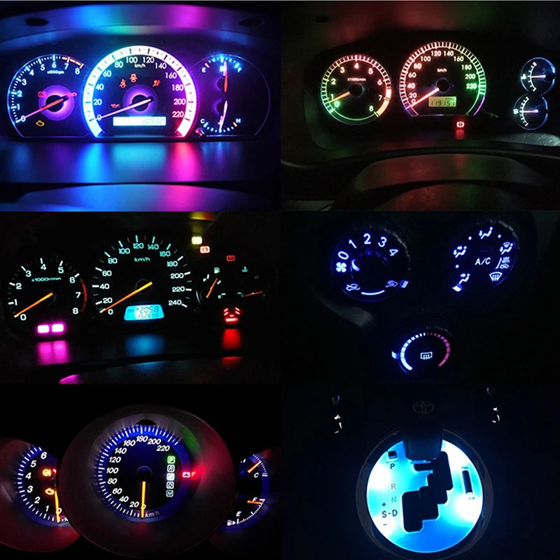 10PCS w2w t5 led 7020 LED 74 car light Interior Lights Bright Dashboard Warming Indicator Wedge Auto Instrument Lamp 12V