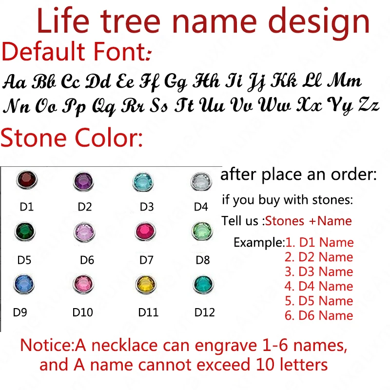 Auxauxme Personalized Tree Of Life Custom Name Necklace Stainless Steel Golden Family Tree Women Letter Necklace Christmas Gift