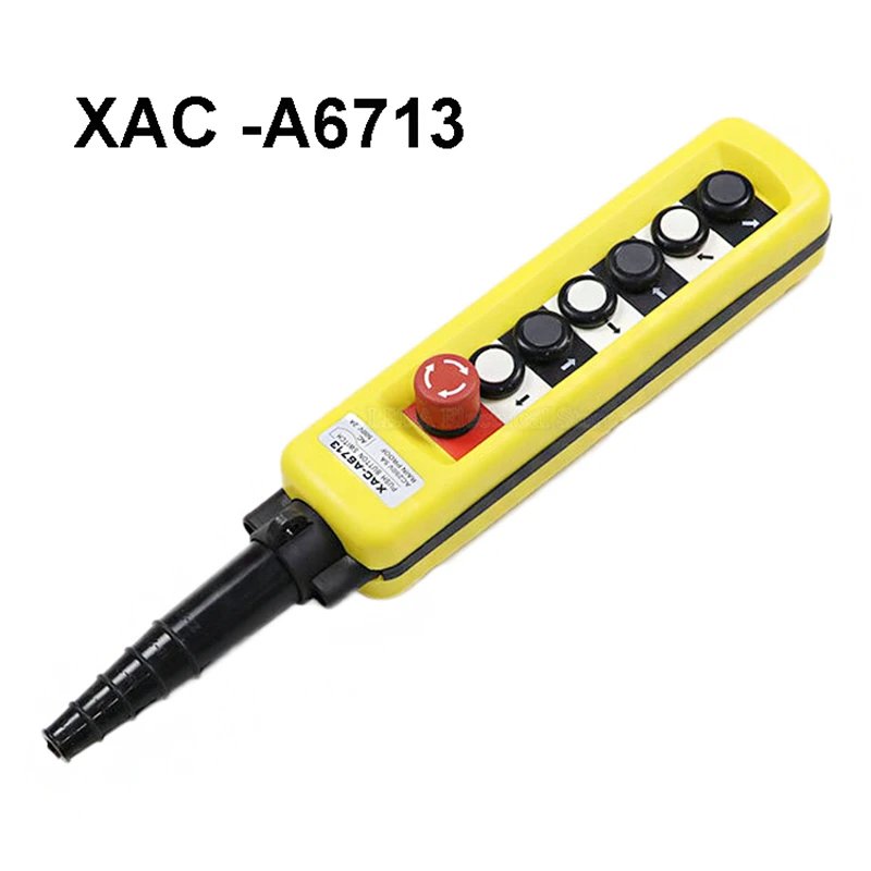 

1Pcs XAC -A6713 Rain-proof Type Crane Button Control Switch Box for Hoist Up Down Left Right Emergency Stop Yellow