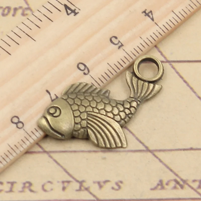 10pcs Charms Carp Fish 32x19mm Tibetan Bronze Silver Color Pendants Antique Jewelry Making DIY Handmade Craft