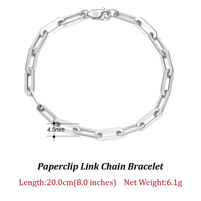 ORSA JUWELEN Gold Überzog Genuine 925 Sterling Silber Paperclip Link Kette Armband für Frauen Männer 7, 8, 9 zoll Armband SB109