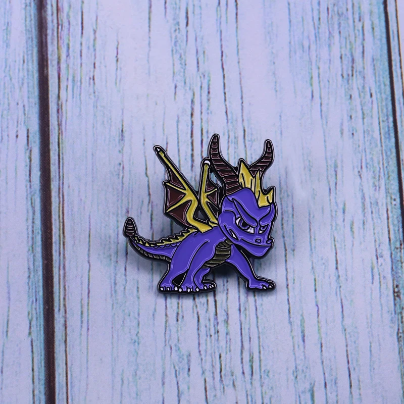 Purple dragon Spyro pin video game badge popular culture jewelry