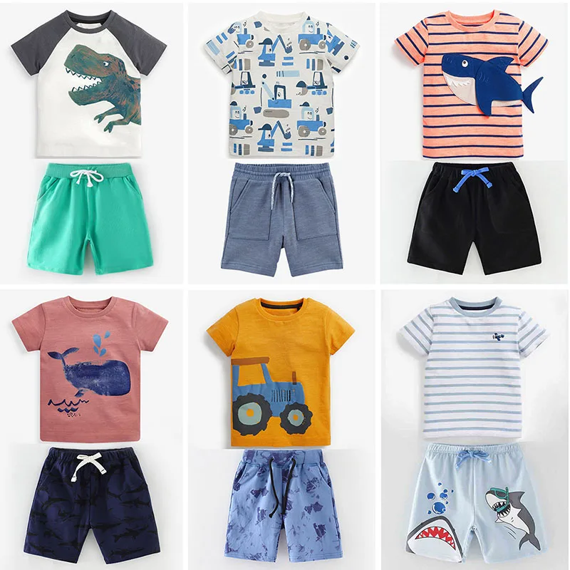 2T~7T Baby Boys Clothing Sets Quality 100% Cotton Toddler Kids Clothes Short Sleeve Baby Boy Clothes Sets Children Suits Outwear