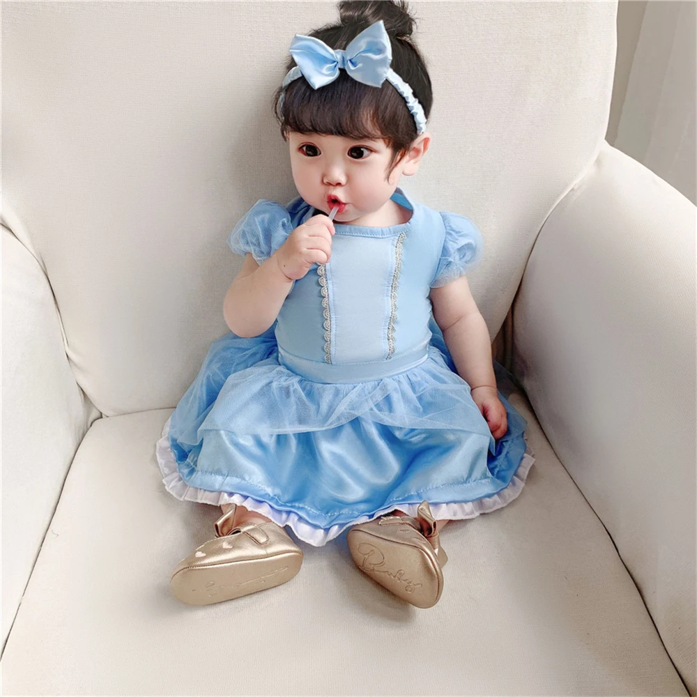 Infant Party Princess Dress Girl Baby Clothing Snow White Elsa Ariel Little Mermad Newborn Jumpsuit Dress Spain Kids Clothes