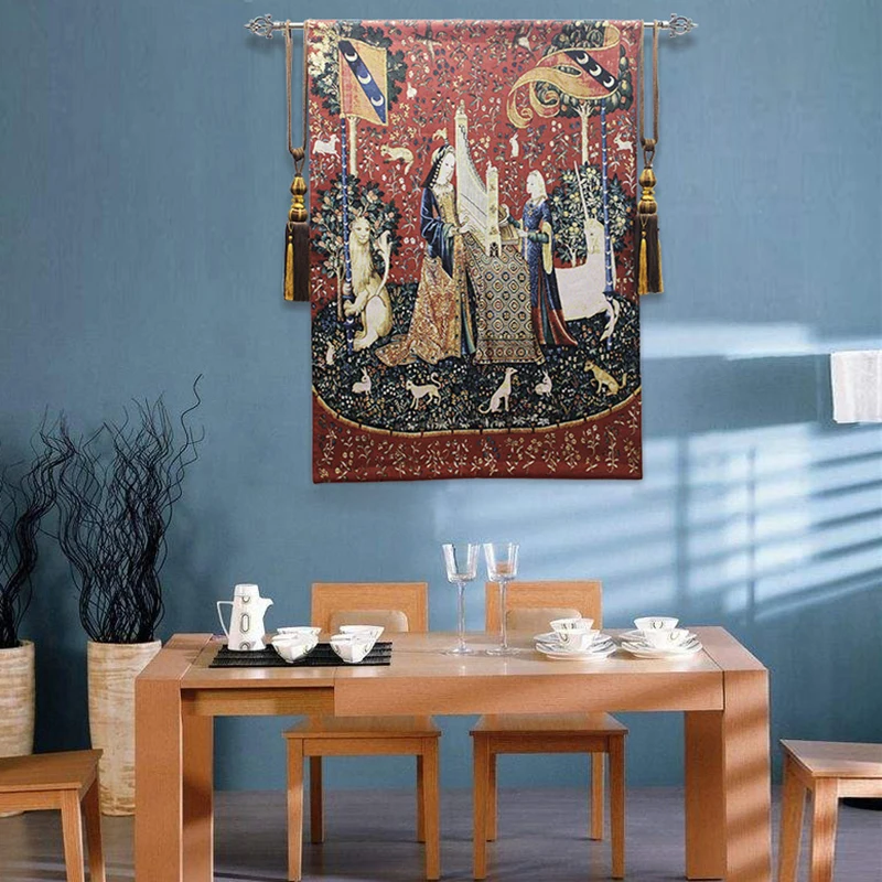 140x105cm Belgium Europe US Home Jacquard Fabric Decoration Tapestry Lady Decorative Painting Series Textile Wall Hangings