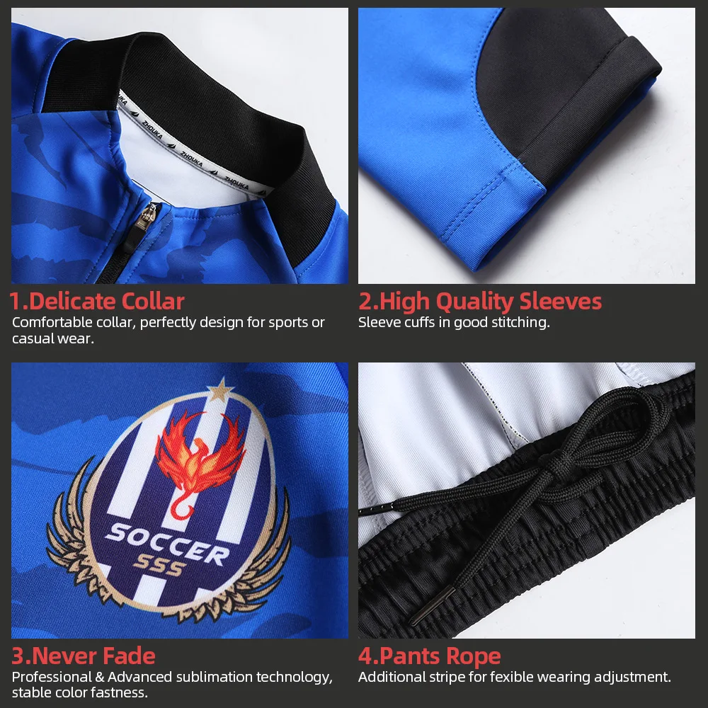 Custom Men Tracksuit Soccer Sets Training Suit Design Your Own Long Zipper Football Uniform Sublimation Sportswear Jogging Suit image 6