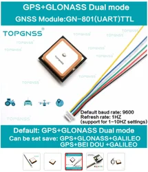 TTL UAR GPS 모드 GN-801 GPS GLONASS 듀얼 모드 M8n GNSS 모듈 안테나 수신기, 내장 플래시, NMEA0183 FW3.01 TOPGNSS, 3.3-5V