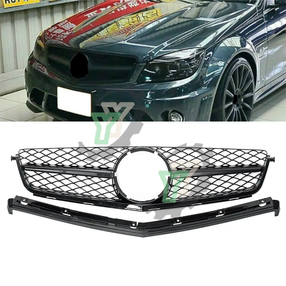 High Quality Car Front Bumper Grille  Racing Grill  For Mercedes For Benz C-Class W204 C63 For AMG 2008 2009 2010 2011