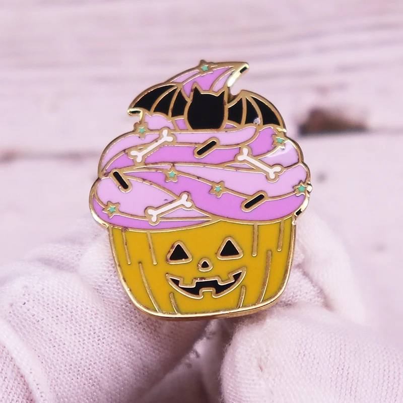 Halloween snack enamel pin Pumpkin cake brooch badge