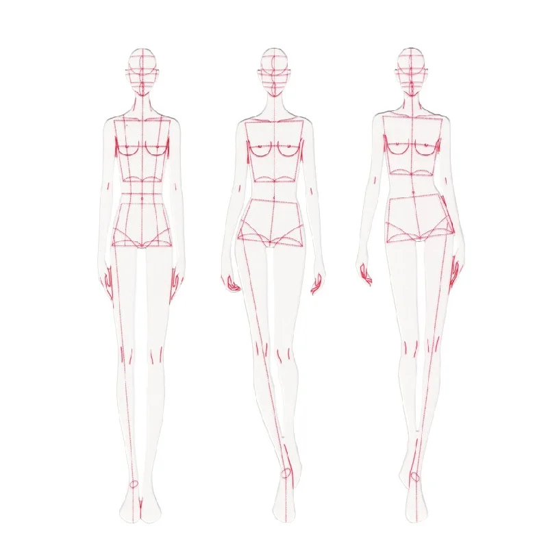 Fashion Ruler Fashion Line Drawing Human Dynamic Template for Cloth Rendering