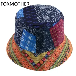 FOXMOTHER New Casquette 2021 Fashion Summer Sun National Style Geometric Bucket Hats Fisherman Caps Gorras Mens