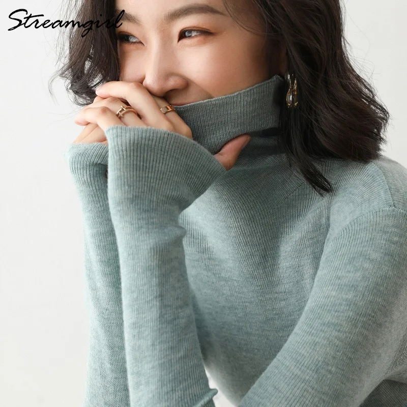 Turtleneck Women Winter Sweater 2020 Casual Solid Elsticity Pullover Knitted Woman Sweaters Black Turtleneck Sweater Jumper