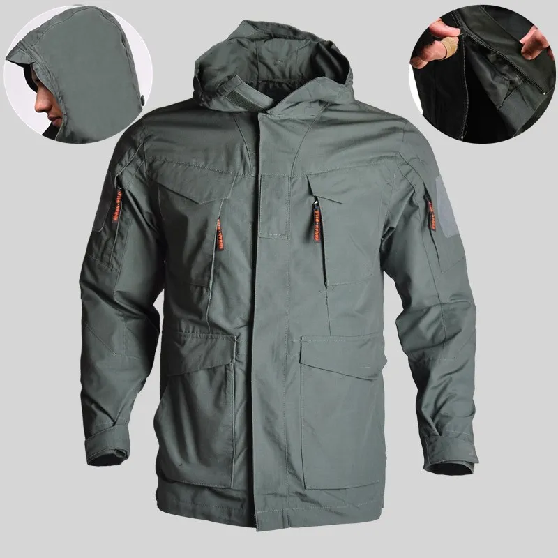 Outdoor Windbreaker M65 Coat Fans Training Jacket Mens Spring Autumn Windproof Warm Hiking Hooded Jackets