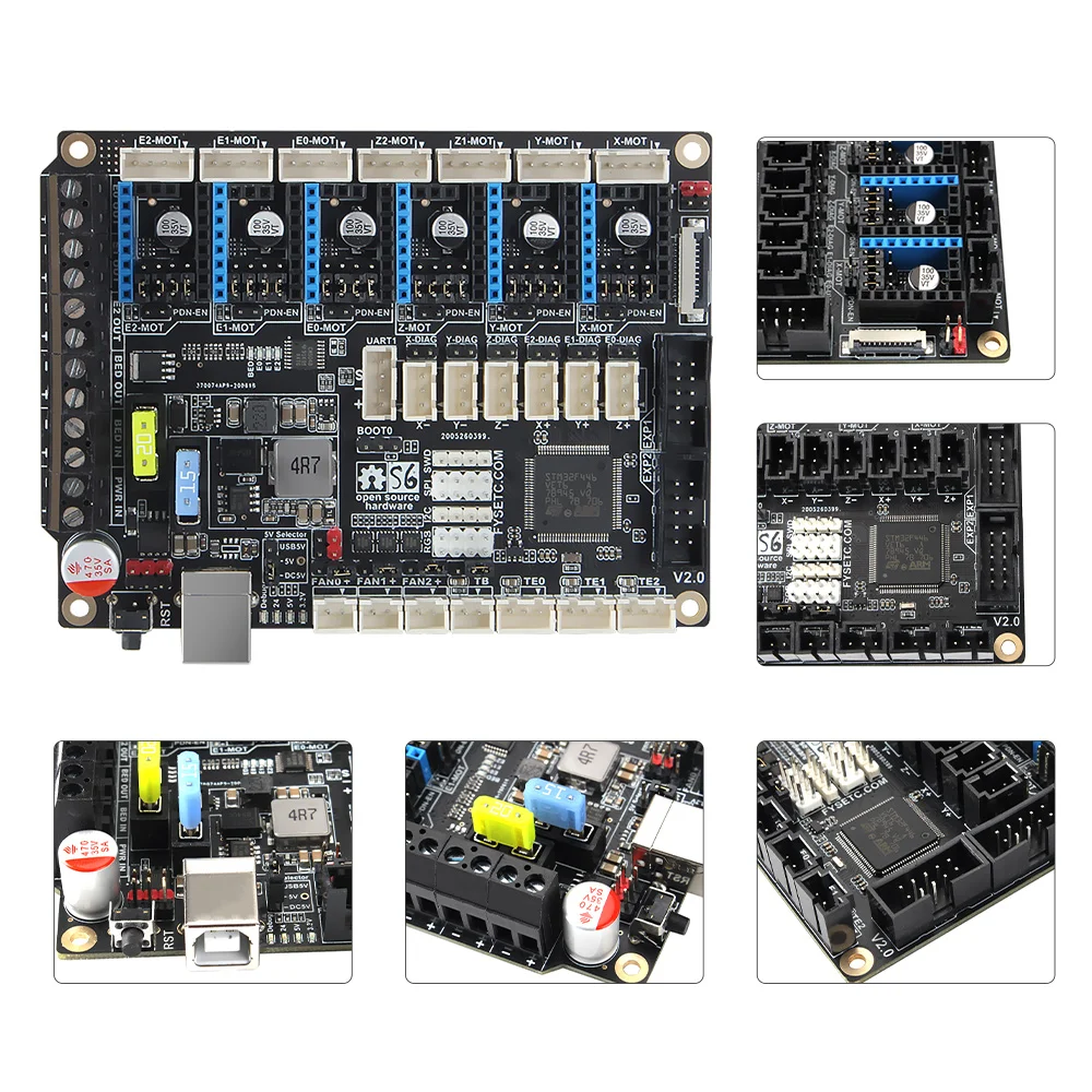 Placa de Control S6 V2.0 de 32 bits, compatible con 6X controladores TMC Uart/SPI, cable volador, conector XH/MX VS F6 V1.3 SKR V1.3