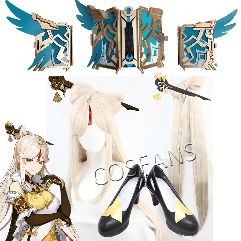 Game Genshin Impact Skyward Atlas Cosplay Props Lisa Barbara Ningguang Mona Sucrose Magic Book Halloween Wig shoes Headwear prop