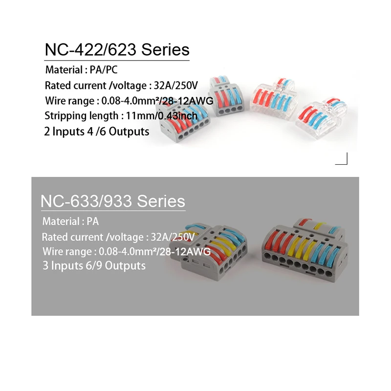 Quick Wire Connector SPL Universal Wiring Cable Connectors Push-in Conductor Terminal Block Led light Electrical splitter