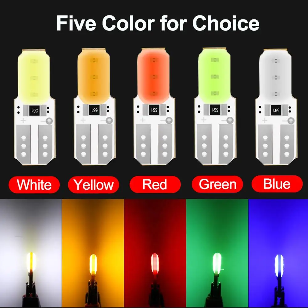 10pcs 24V Canbus T10 W5W 194 168 COB Led Bulb White Signal Lamp Dome Reading License Plate Light Car Interior Lights Auto