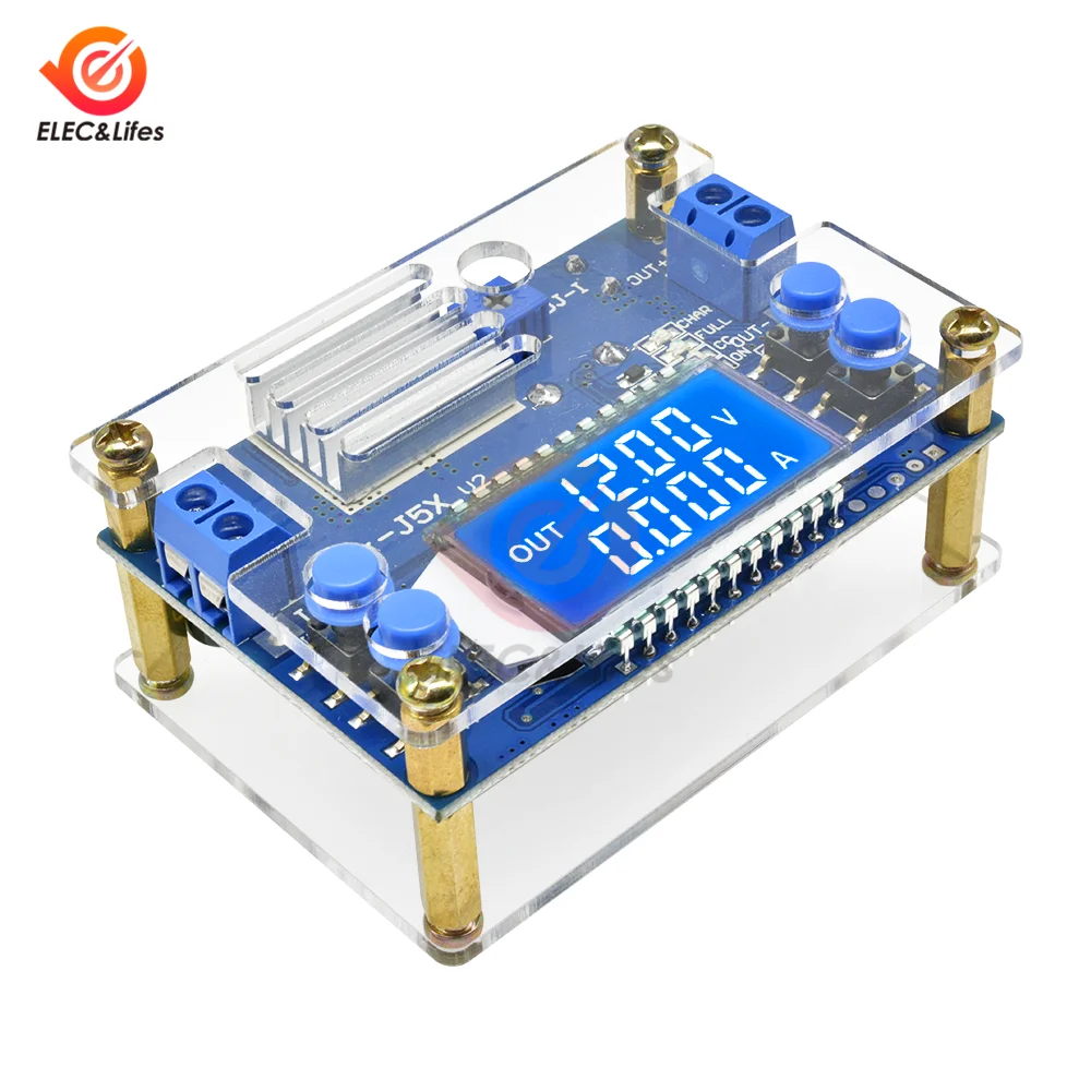 LCD Digital DC-DC 5A Adjustable Constant Current Constant Voltage Converter Buck Step Down Power Supply Module + Acrylic shell