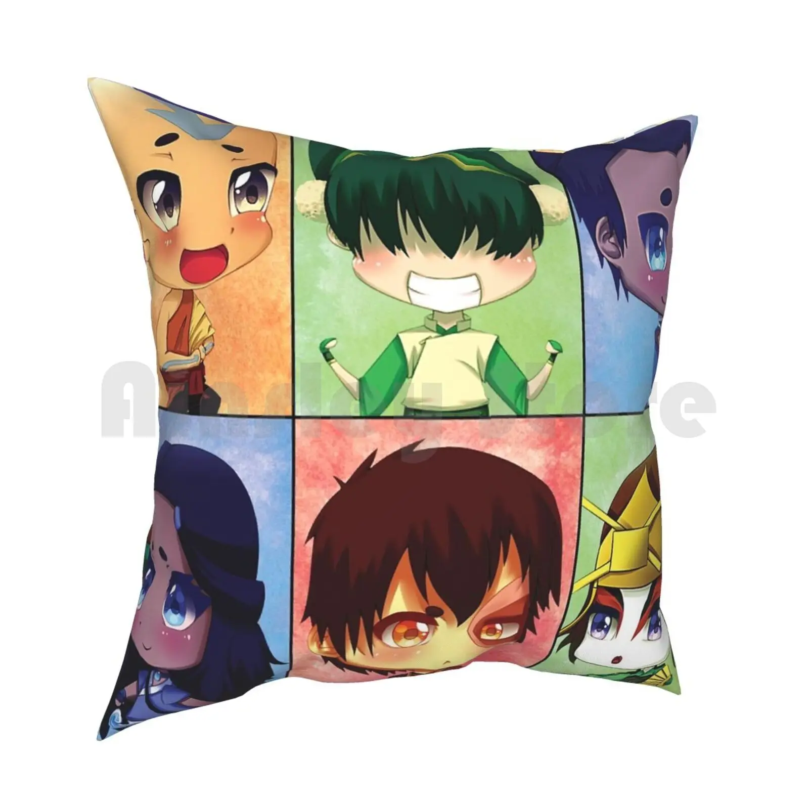 Team Pillow Pillow Case Printed Home Soft Throw Pillow The Last Airbender The Last Airbender Azula Zuko Iroh Aang Toph