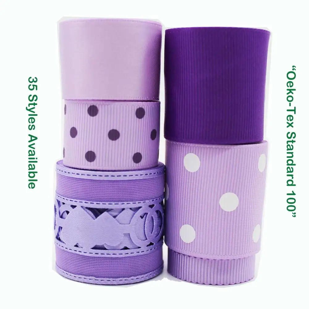 5 Yards Purple Color Grosgrain Gingham Petersham Satin Printed Dots Ribbon High Quality For Wedding Diy Hair Bows From 30 styles