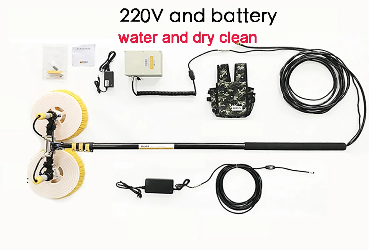 

Air-cooled new technology Water and Dry 7.5m Double-Head Lithium Battery 220V 24V Roof Solar Photovoltaic Panel Brush CleanTool