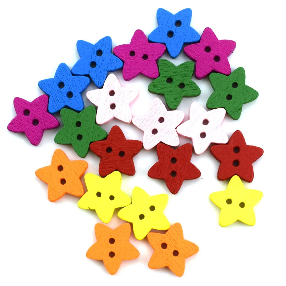 

500PCS Wood Stars Buttons for Scrapbooking Sewing Decorative DIY Button Crafts Accessories Embellishments 2 Holes Wooden Button