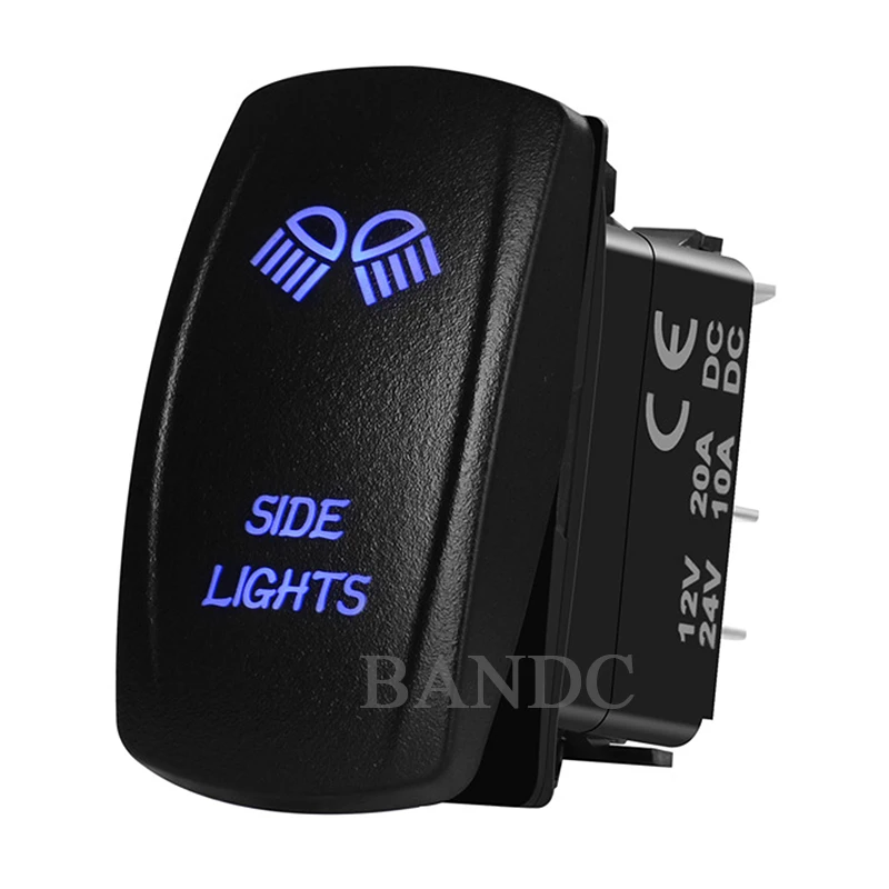 Cover Cap Only! SIDE LIGHTS Laser Etched Rocker Switch Backlit Cover Cap for RV Caravan Trailer Dashboard Switch,Car Accessories