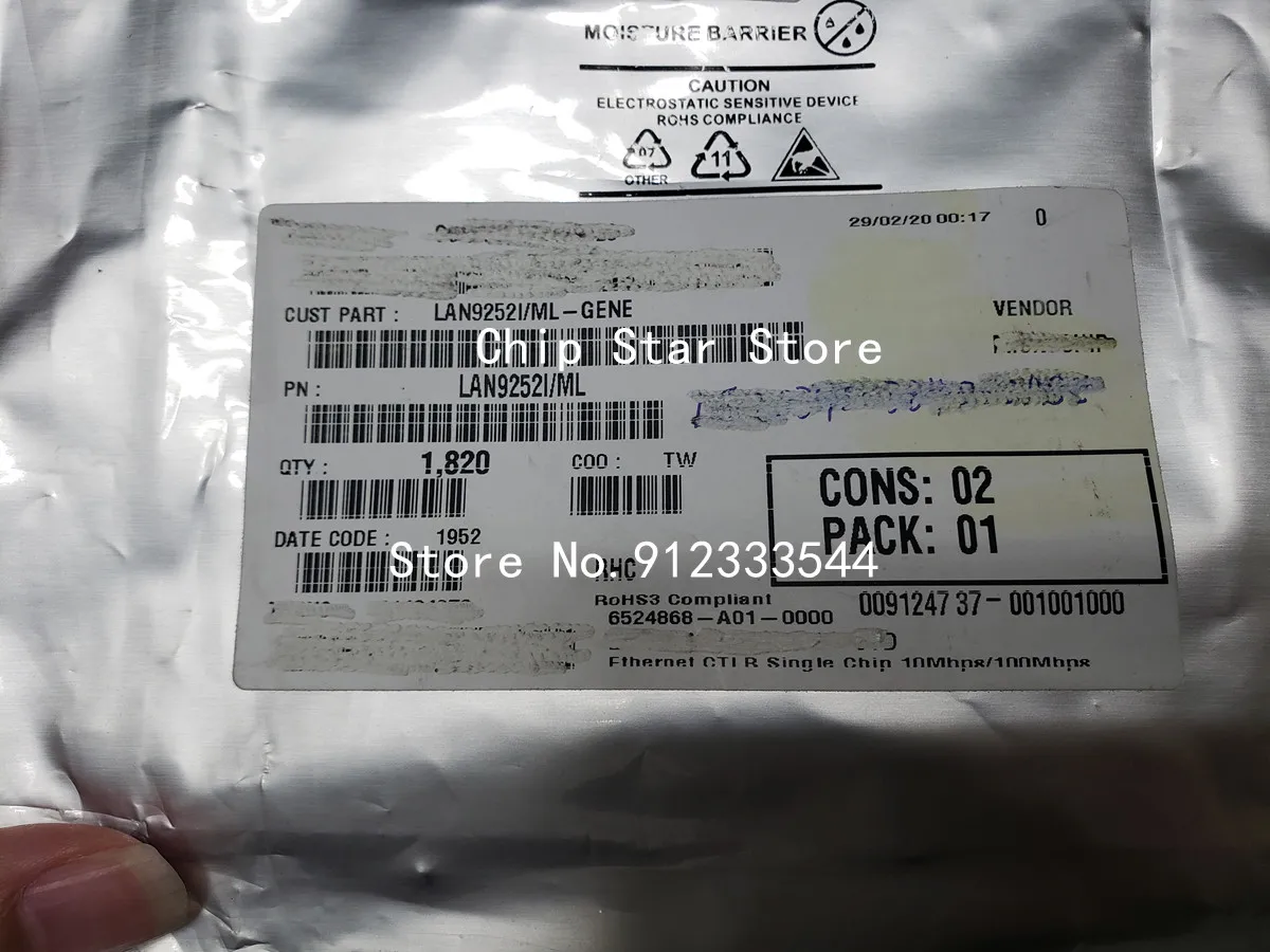 

1-10 шт. LAN9252I/ML LAN9252 Ethernet-контроллер QFN64 100% новый и оригинальный