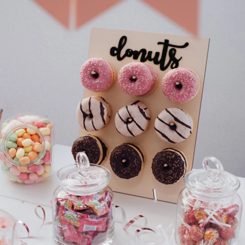 Wooden Donut Boards Stand Hanging Donuts Table Wedding Decorations Accessories Baby Shower Kids Birthday Party Decor