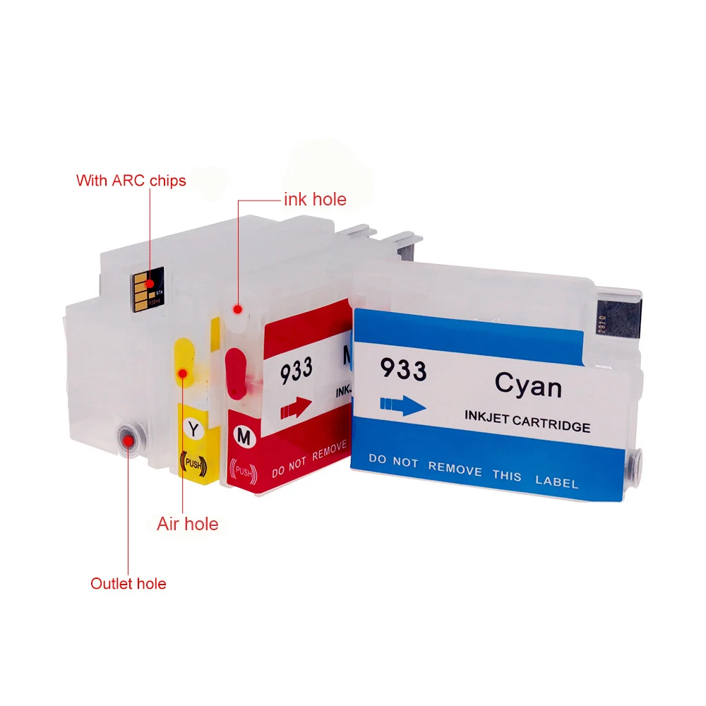 Per HP 932 933 cartuccia di inchiostro ricaricabile HP932 XL 933 XL per HP Officejet 6100 6600 6700 7110 7610 7612 7510 7512 con chip ARC