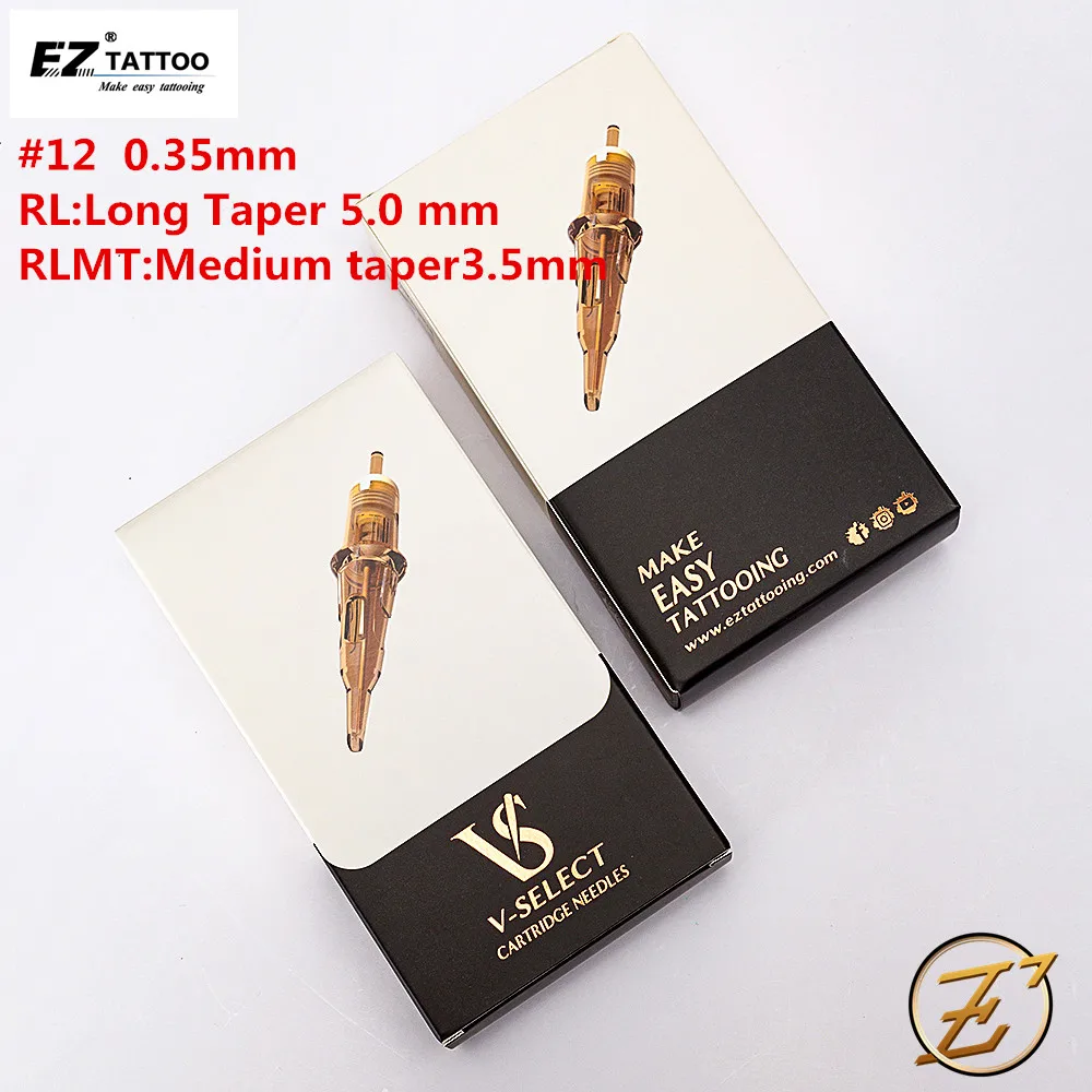 EZ V-Select Tattoo Cartridge Needles #12 0.35mm Round Liner Tattoo Needles for Cartridge Tattoo Machine Tattoo Supply 20 pcs/Box