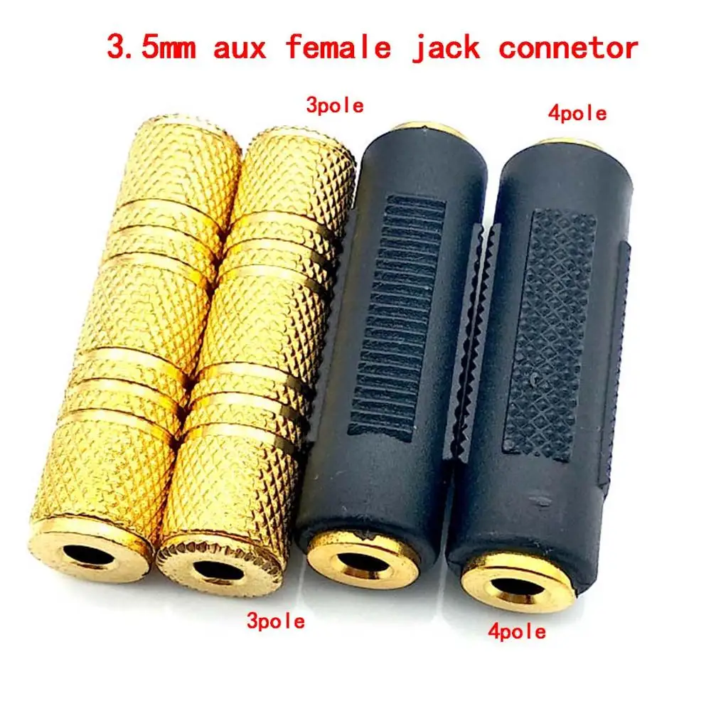2pcs Stereo 3.5mm 3 Pole to 3 Pole 1/8' Aux Female to Female Jack Audio Coupler Adapter 4 Pole to 4 Pole Aux Connector Adapter