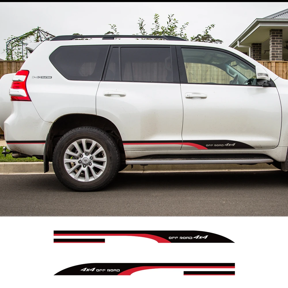 2PCS Car Side Door Stickers For Toyota FORTUNER 4x4 Off Road Cool Graphic Styling Tuning Auto Accessories Vinyl Film Decals