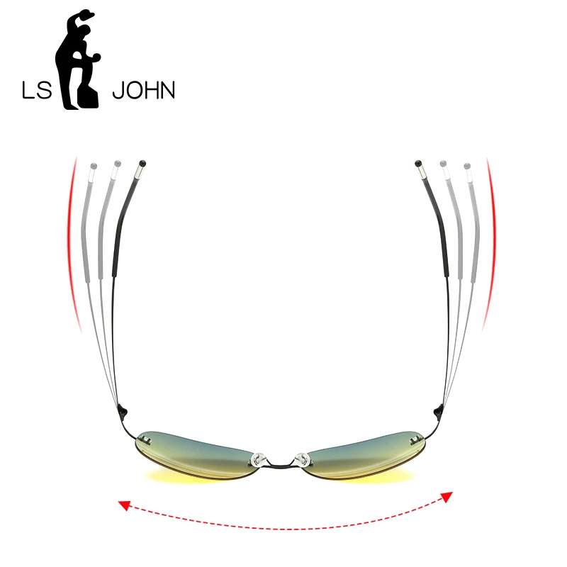 LS JOHN Ultralight Titanium Night Vision Sunglasses Men High Quality Polarized Lens Anti-glare Car Driver Sun Glasses For Men