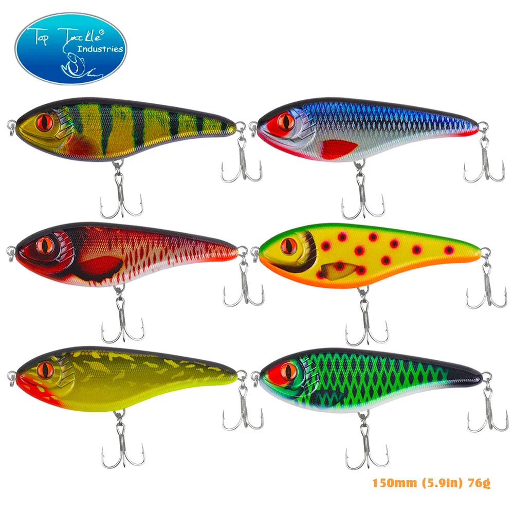 Fishing Lure For Pike Slow Sinking Jerk Bait 150mm 76g CFLURE Muskie Pike  Big VIB  Fishing Lure Hard Tinned Hooks