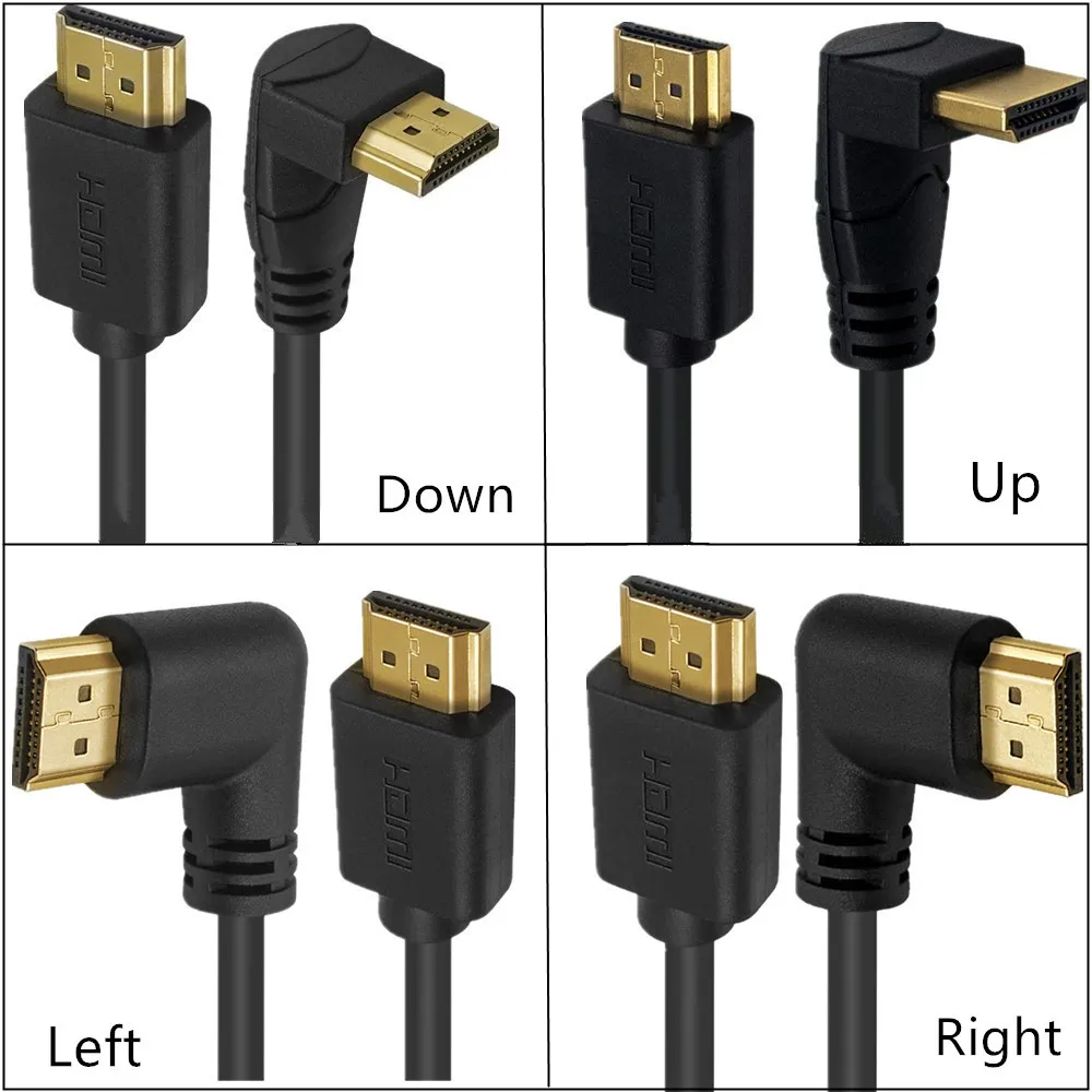 4K*2K 60HZ 2.0 HDMI-compatible Down & Up & Left & Right Angled 90 degree Male HD extension Cable HDMI-compatible 2.0angle cable