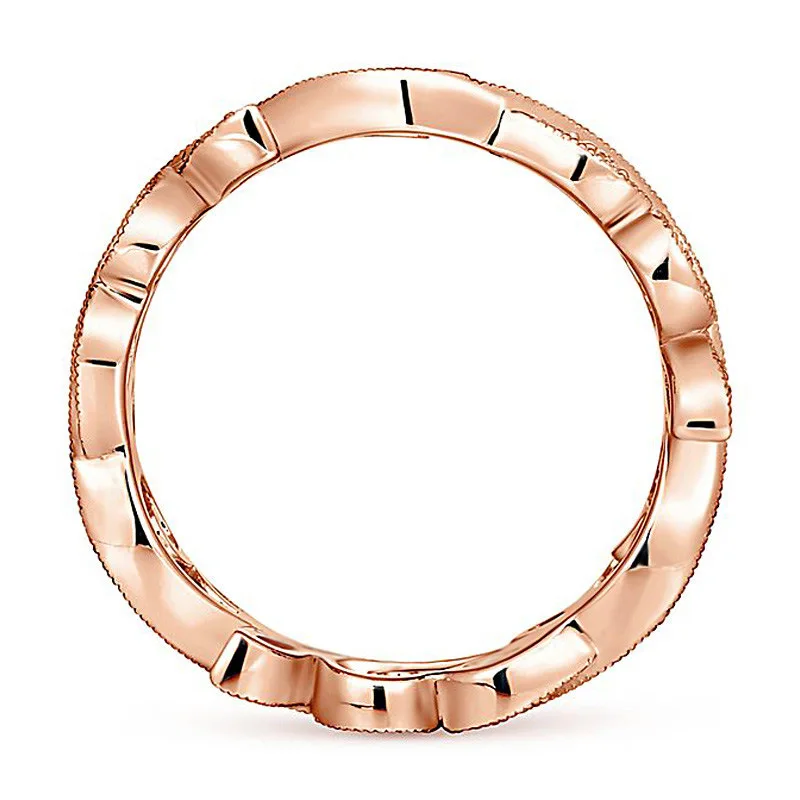 Cute Romatic Rose Gold Color Engagement Ring Creative Vine Leaves Fingure Rings For Lady Girls Party Wedding Ring Jewelry