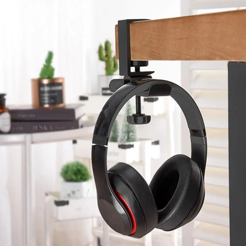 Headphone Holder with Dual Hook Adjustable Aluminum Alloy Earphone Holder Rack for Office