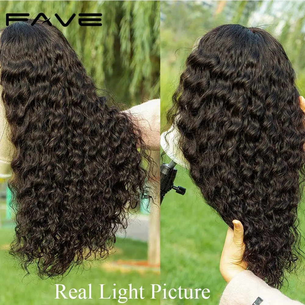 FAVE Lace Front Human Hair Wigs Brazilian Remy 4x4 Lace Closure Water Wave Wigs L/M/R Part For Black Women Lace WigFast Shipping