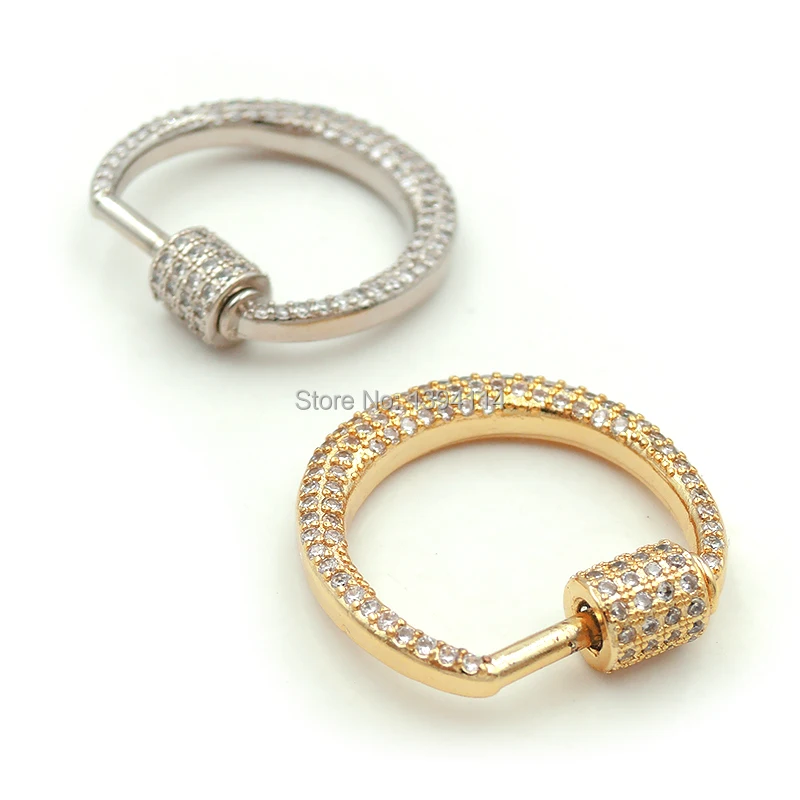 

25*23*6mm Micro Pave Clear CZ Round Screw Clasps Accessories