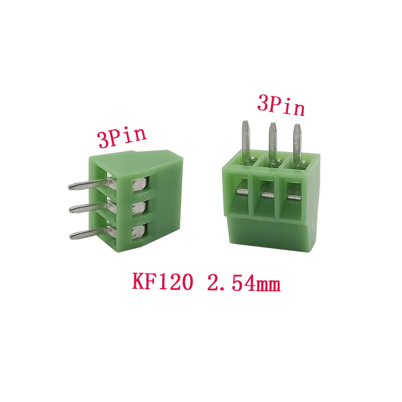 2/5/10/20Pcs KF120-2.54mm-3P Straight Pin PCB Mount Screw Straight Pin Terminal Green KF120 2.54mm Pitch 3Pin Terminal Connector