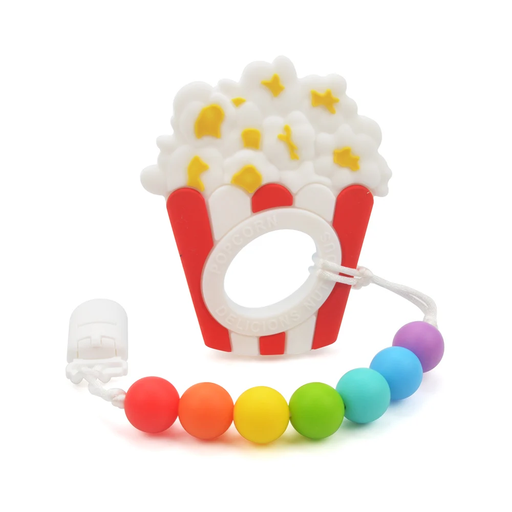 LOFCA Popcorn Baby Teething Toys Silicone Teethers BPA Free Dragon Fruit Pendant Food Grade Chew Silicone Beads Bracelet