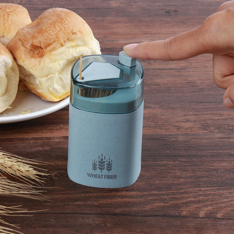 Контейнер из пшеничной соломы 2020 Автоматическая подставка для зубочисток, домашний стол Коробка для хранения зубочисток, диспенсер для зубочисток,