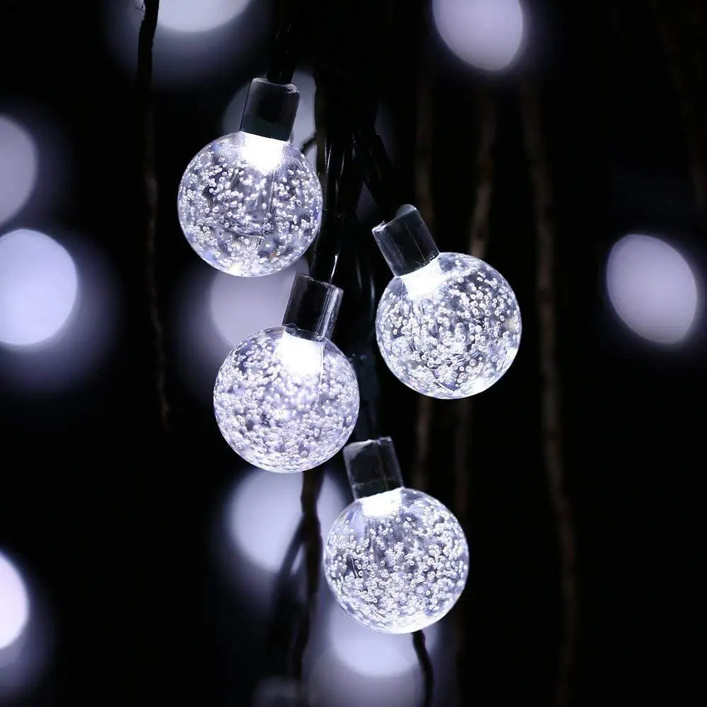 Solar Led Crystal Globe Ball Snowflake 5M/10M Holiday String Lights RGB Garden Christmas Pop Year Outdoor Decor Fairy Garlands