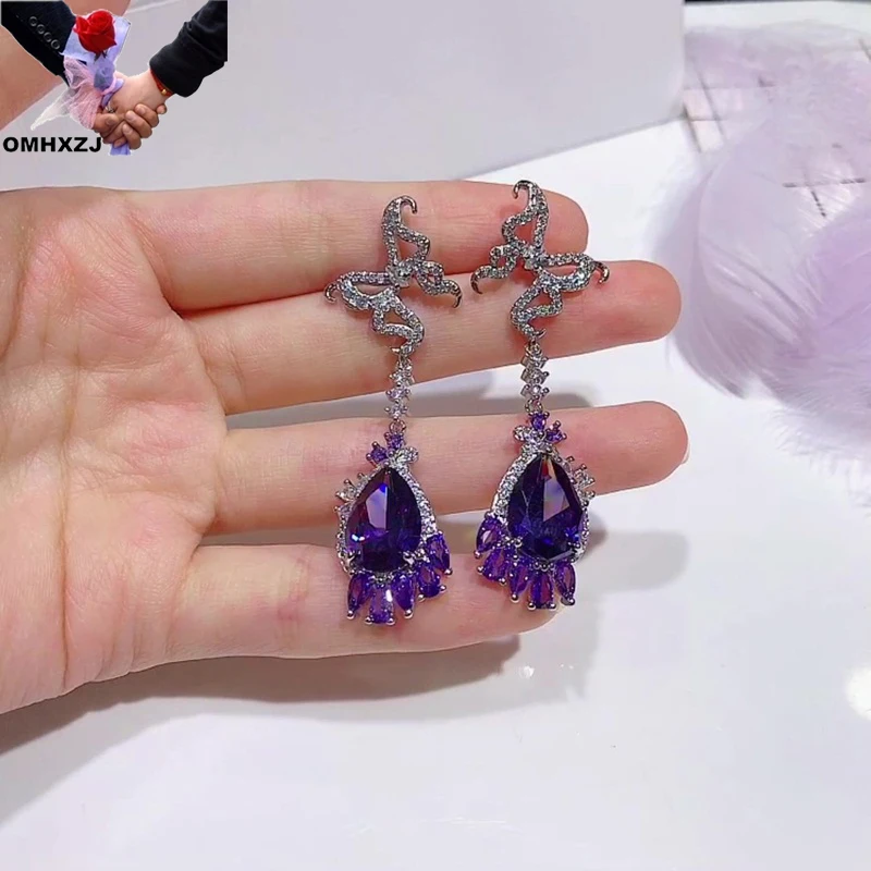 

OMHXZJ Wholesale EA996 European Fashion Fine WomanGirl Party Birthday Wedding Gift Butterfly Zircon 18KT White Gold StudEarrings