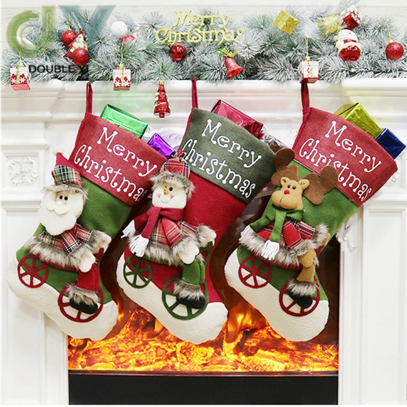 크리스마스 선물 양말 장식품 펜던트 크리스마스 양말 가방, 귀여운 캔디 양말 가방